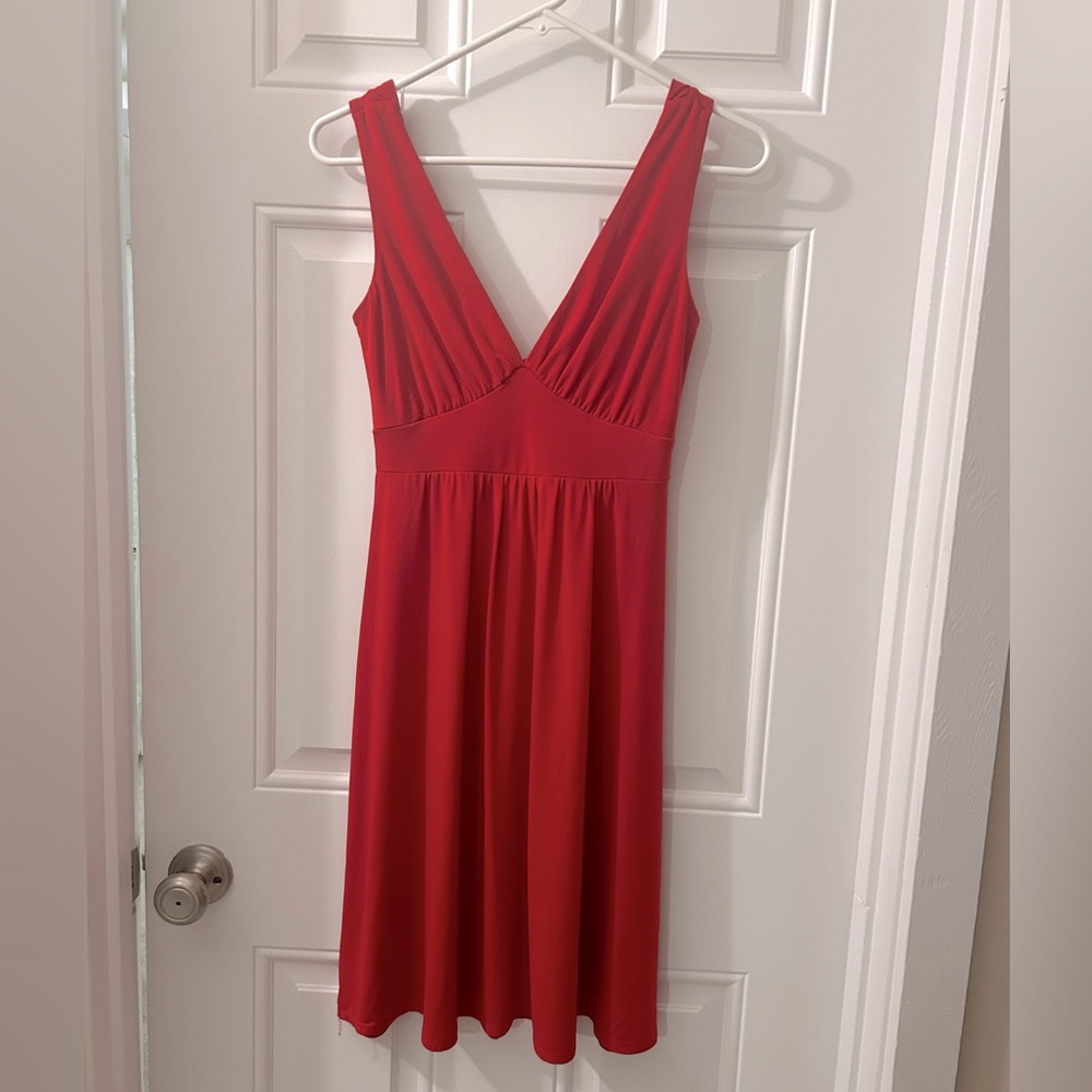 Red V-neck Dress
